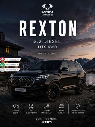 Schräge Frontansicht auf einen KGM Rexton , freigestellt