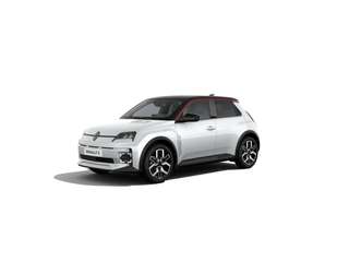 Schräge Frontansicht auf einen Renault 5 E-TECH , freigestellt