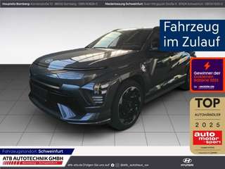 Schräge Frontansicht auf einen Hyundai Kona Elektro , freigestellt