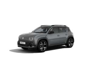 Schräge Frontansicht auf einen Renault 4 E-TECH , freigestellt