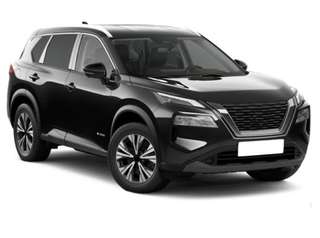 Schräge Frontansicht auf einen Nissan X-TRAIL , freigestellt