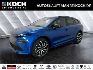 Schräge Frontansicht auf einen Skoda ENYAQ , freigestellt