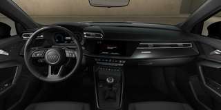 Schräge Frontansicht auf einen Audi A3 , freigestellt