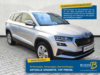Schräge Frontansicht auf einen Skoda Karoq , freigestellt