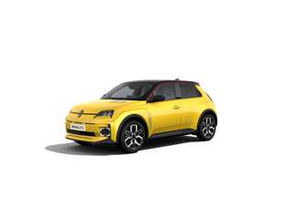 Schräge Frontansicht auf einen Renault 5 E-TECH , freigestellt