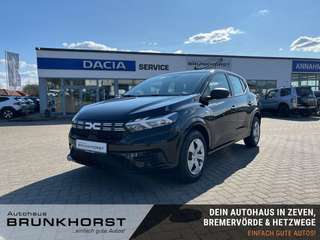 Schräge Frontansicht auf einen Dacia Sandero , freigestellt