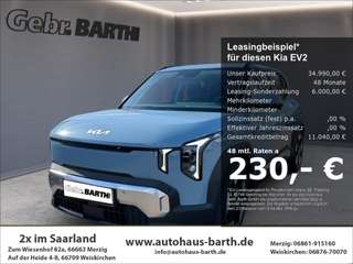 Schräge Frontansicht auf einen Kia EV2 , freigestellt