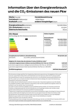 Schräge Frontansicht auf einen Hyundai Kona Elektro , freigestellt