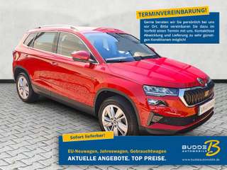 Schräge Frontansicht auf einen Skoda Karoq , freigestellt