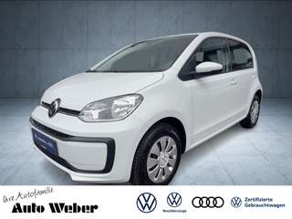 Schräge Frontansicht auf einen Volkswagen up! , freigestellt