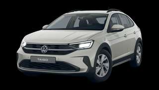 Schräge Frontansicht auf einen Volkswagen Taigo , freigestellt