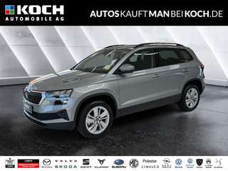 Schräge Frontansicht auf einen Skoda Karoq , freigestellt