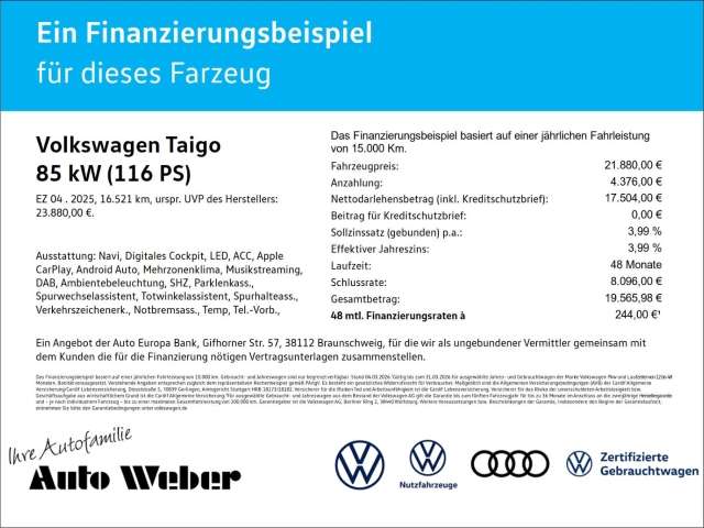 Fahrzeugbild eines Volkswagen Taigo