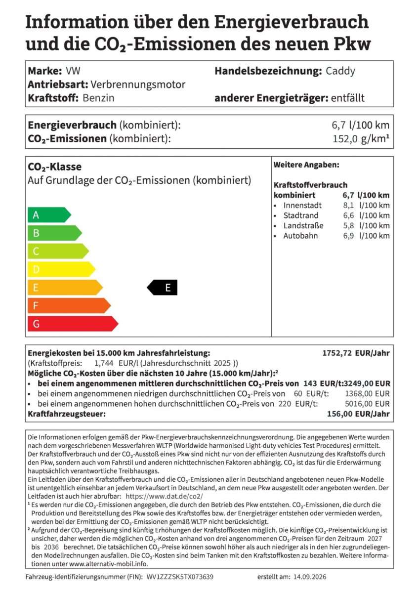 Fahrzeugbild eines Volkswagen Caddy