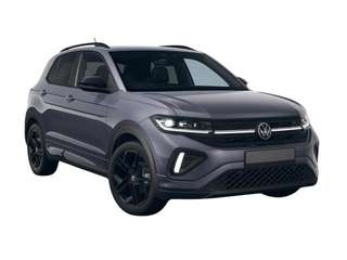 Schräge Frontansicht auf einen Volkswagen T-Cross , freigestellt