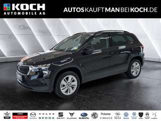 Schräge Frontansicht auf einen Skoda Karoq , freigestellt