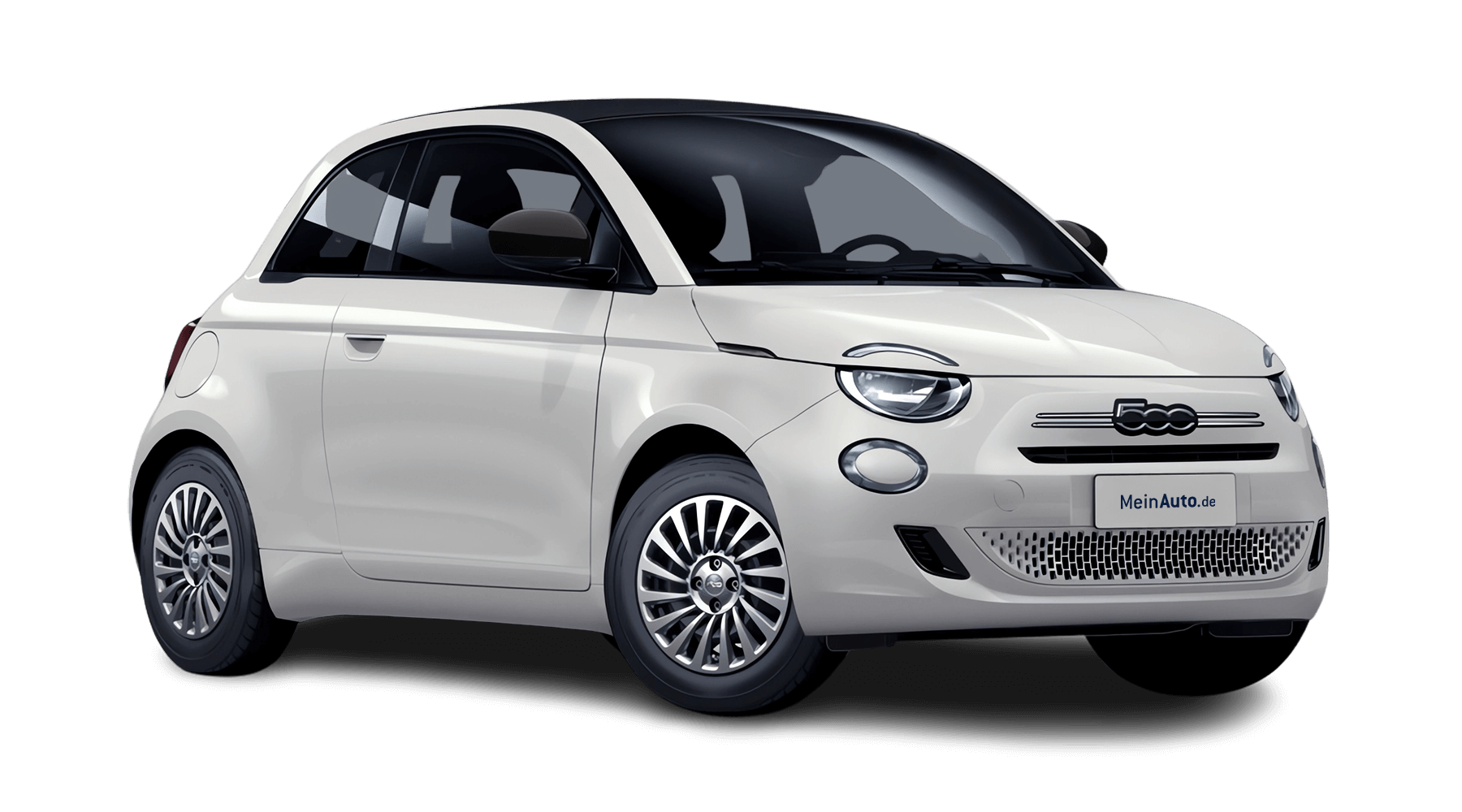 Frontansicht eines Fiat 500C Hybrid, freigestellt