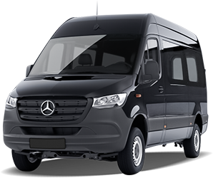 Frontansicht eines Mercedes Sprinter Kombi, freigestellt