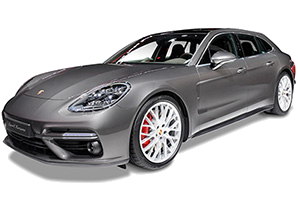 Frontansicht eines Porsche Panamera Sport Turismo Plug-in-Hybrid, freigestellt
