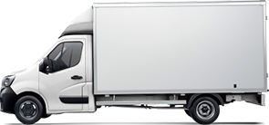Frontansicht eines Renault Master Normal Paketwagen, freigestellt