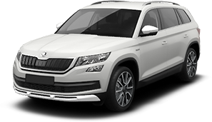 Frontansicht eines Skoda Kodiaq Scout, freigestellt