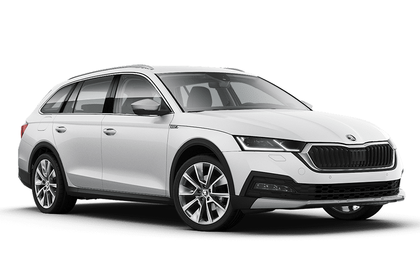 Frontansicht eines Skoda Octavia Combi Scout, freigestellt