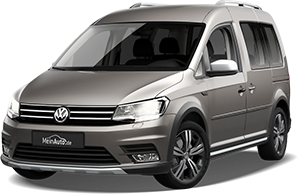 Frontansicht eines VW Caddy Alltrack, freigestellt