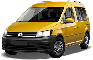 Frontansicht eines VW Caddy Beach TGI, freigestellt