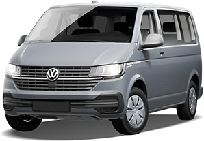 Frontansicht eines VW Multivan Family, freigestellt