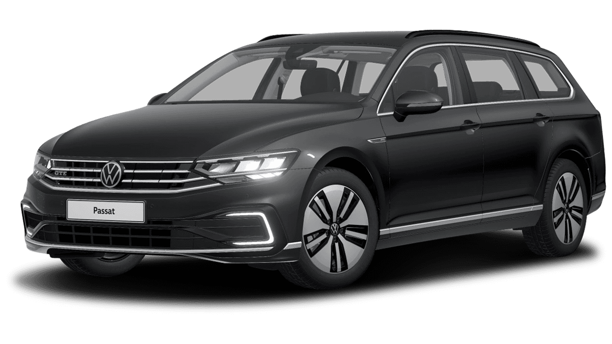 Frontansicht eines VW Passat Variant GTE, freigestellt